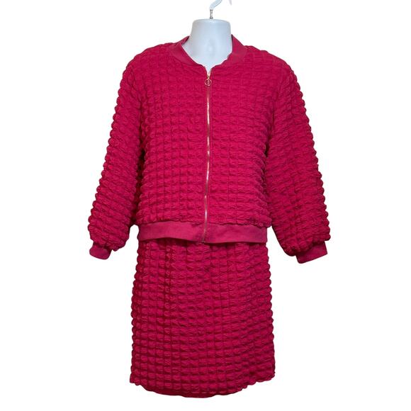 Jolie & Joy Barbiecore 2-Piece Set 3X Textured Zip Jacket & Skirt Outfit - Picture 1 of 13